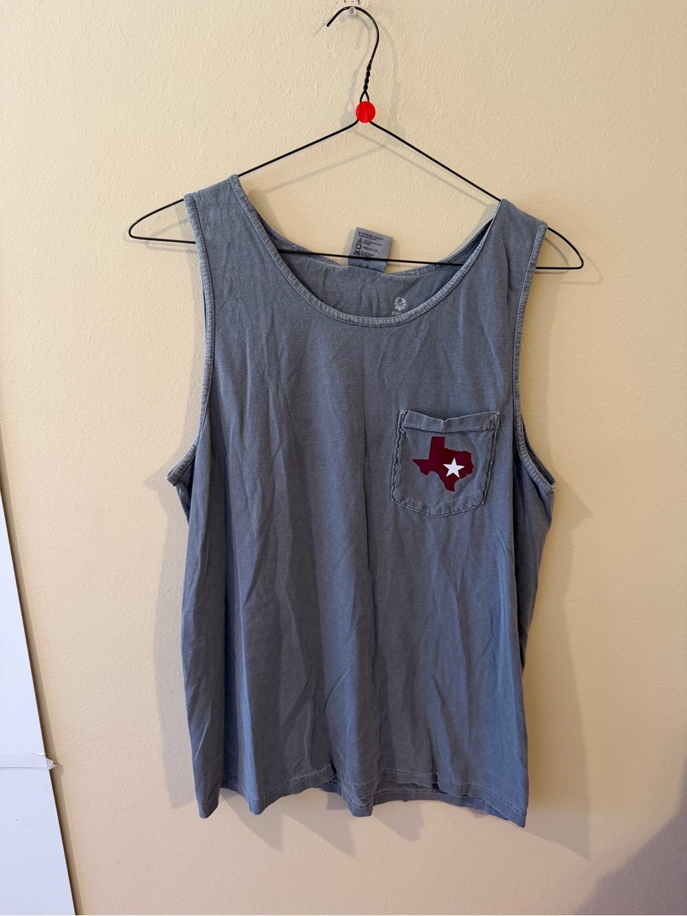 Comfort Colors Gray Tank Top with Red Texas Patch